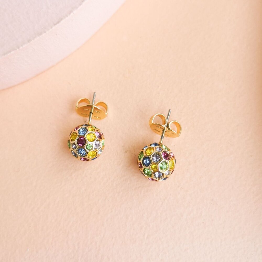 Kate Spade - On The Ball Multi Color Gold Sphere Stud Earrings - NEW - Picture 3 of 4